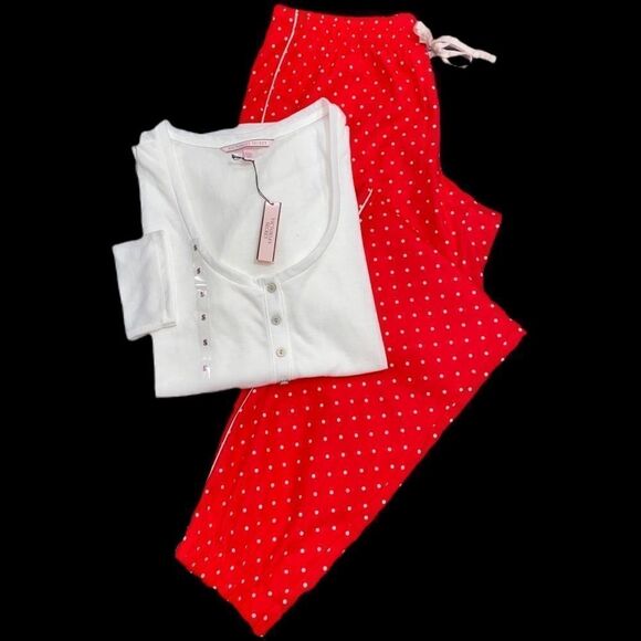 Victoria’s Secret Flannel pants Henley top pajama - Picture 1 of 7